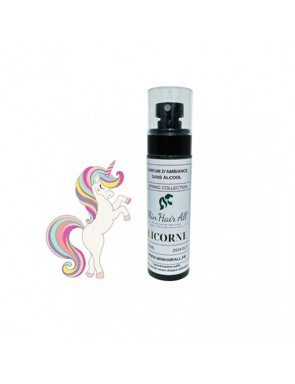 Spray d'ambiance Min'Hair All. Sans alcool, végan et cruelty free. Sprint collection. 100ml. Licorne