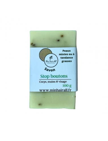 Savon pour peaux mixtes ou à tendances grasses STOP BOUTONS. Min'Hair All. 100g