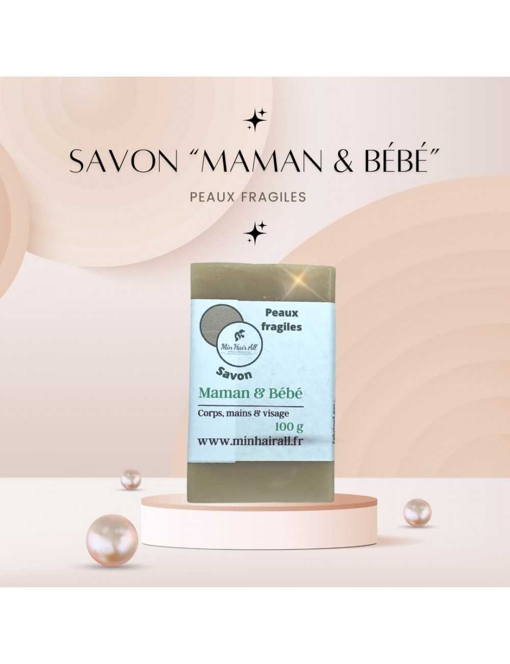 Savon MAMAN & BEBE pour peaux fragiles.  Min'Hair All. 100g